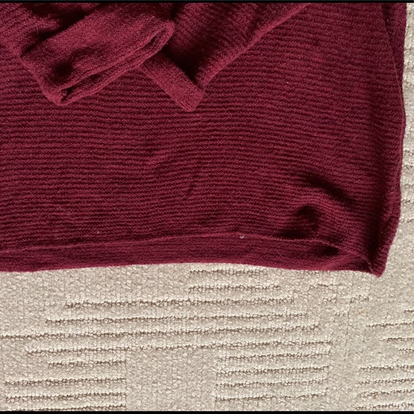 Texturized Maroon 3/4 Sleeve Cowl Neck Sweater - Picture 4 of 4